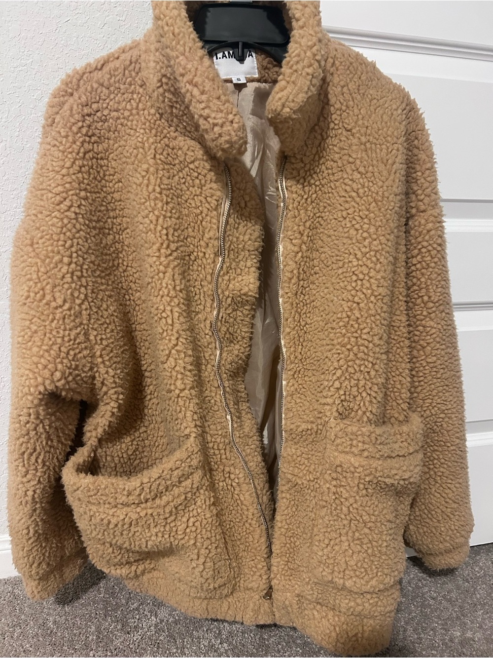 I.AM.GIA Teddy Zip Jacket in Camel Brown - Picture 3 of 5